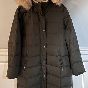 Ralph Lauren Dark Green Puffer Jacket with Faux Fur Hood